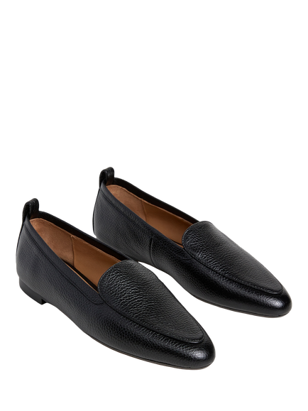 Flattered Cajsa Grained Leather Loafers, Black - view 2, Black