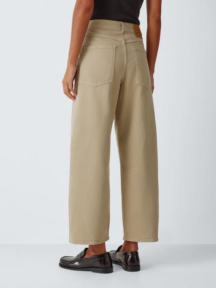 John Lewis Mid Rise Relaxed Straight Leg Jeans, Stone - view 2, Stone