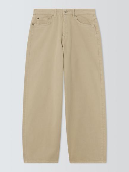 John Lewis Mid Rise Relaxed Straight Leg Jeans, Stone, Stone