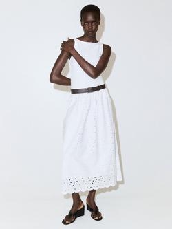 Mango Broderie Analgaise Sleeveless Dress, White, White