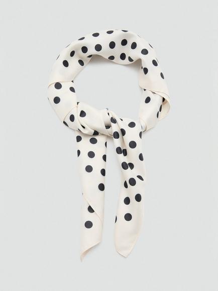 Mango Lightweight Spot Print Square Scarf, Raw - view 2, Raw