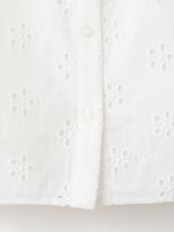Mango Embroidered Eyelet Ruffle Crop Top - view 2, Off White