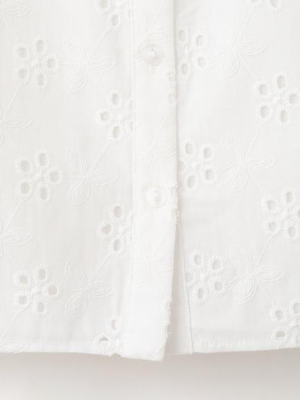Mango Embroidered Eyelet Ruffle Crop Top - view 2, Off White
