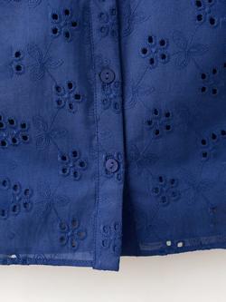 Mango Embroidered Eyelet Ruffle Crop Top - view 2, Ink