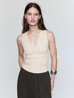 Mango V-Neck Seamless Fitted Vest, Raw