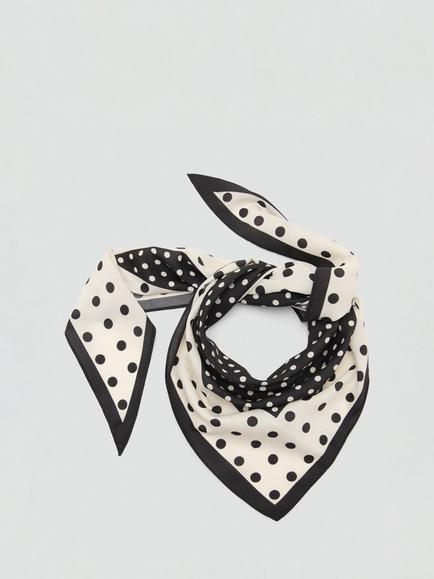 Mango Lightweight Spot Print Scarf, Black - view 2, Black