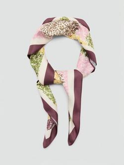 Mango Lightweight Abstract Print Square Scarf, Garnet - view 2, Garnet