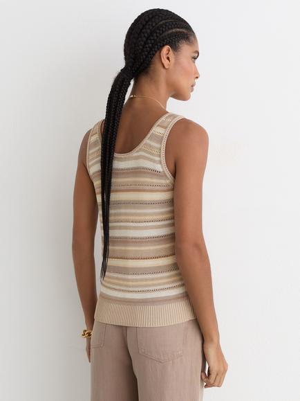 Reiss Miriam Striped Tank Top, Dark Neutral - view 2, Dark Neutral