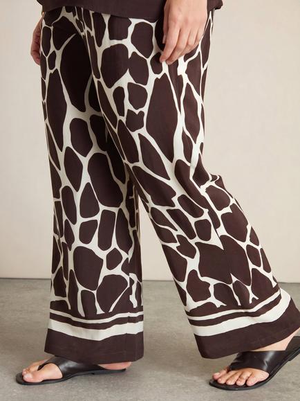 Live Unlimited Curve Animal Print Drawstring Trousers, Brown - view 2, Brown