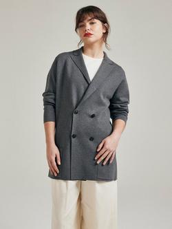 SALTS Unisex Knitted Double Breasted Blazer, Charcoal