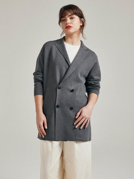 SALTS Unisex Knitted Double Breasted Blazer, Charcoal