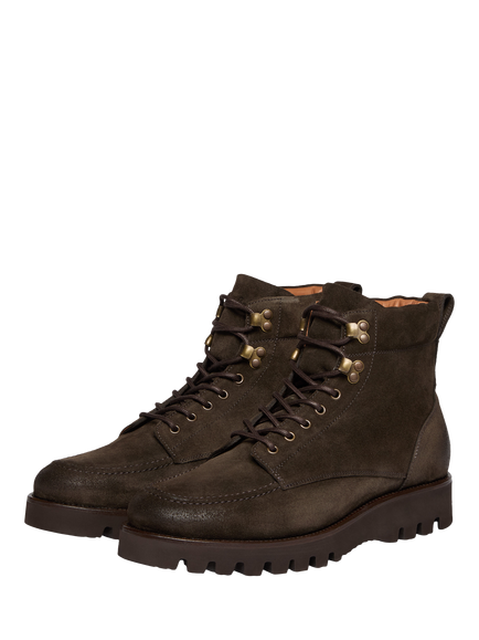 Oliver Sweeney Bolhas Suede Moc Toe Boots, Chocolate - view 2, Chocolate
