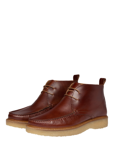 Oliver Sweeney Xixona Pull Up Leather Moccasin Boots, Dark Tan / Gum - view 2, Dark Tan / Gum