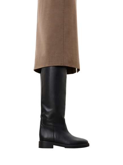 Flattered Florentine Leather Boots, Black Leather - view 2, Black Leather