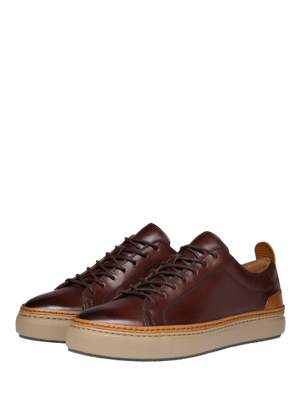 Oliver Sweeney Lopes Leather Lace Up Trainers, Brown - view 2, Brown