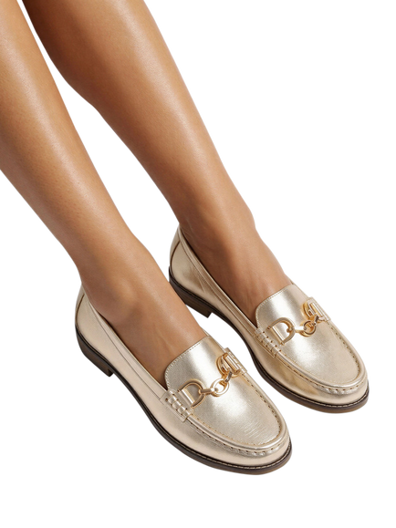 KG Kurt Geiger Marnie Leather Loafers, Gold - view 2, Gold