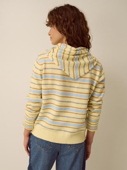 Monsoon Shola Stripe Tie Cardigan, Butter Yellow - view 2, Butter Yellow