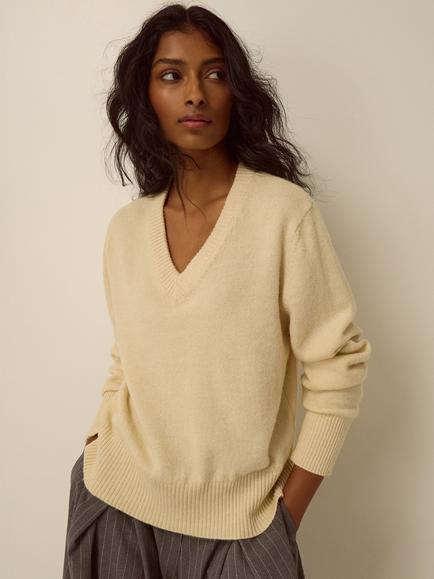 Monsoon Vikki V-Neck Jumper, Butter Yellow, Butter Yellow