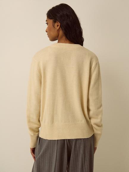 Monsoon Vikki V-Neck Jumper, Butter Yellow - view 2, Butter Yellow