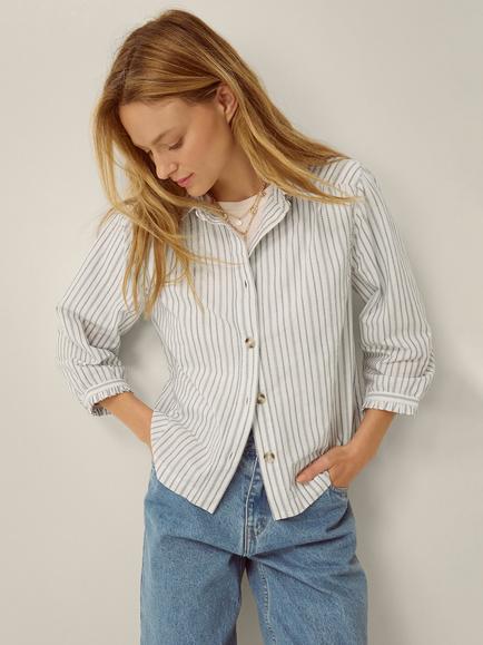 Monsoon Gilly Striped Shirt, White, White