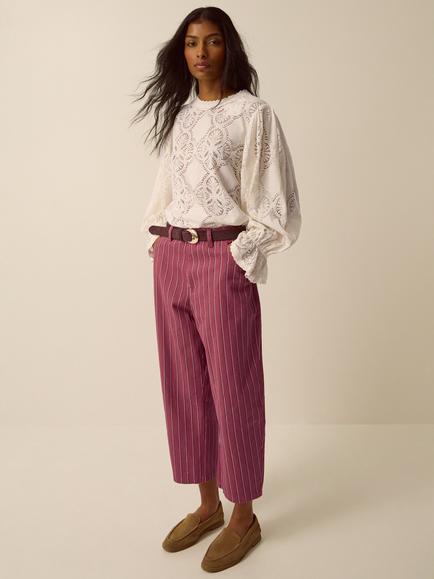 Monsoon Imogen Lace Blouson Sleeve Blouse, Ivory - view 2, Ivory