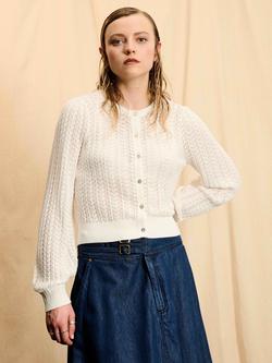 Brora Skye The Lace Knit Cardigan, White, White