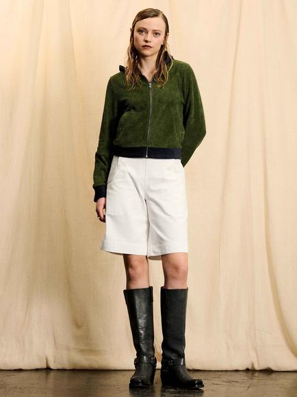 Brora Skye The Organic Cotton Towelling Bomber, Khaki - view 2, Khaki