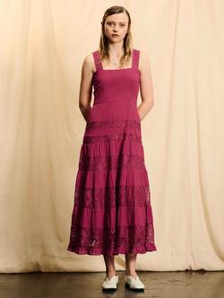 Brora Skye The Cotton and Lace Sleeveless Dress, Raspberry, Raspberry