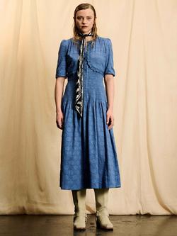 Brora Skye The Cotton Spot Dress, Chambray, Chambray