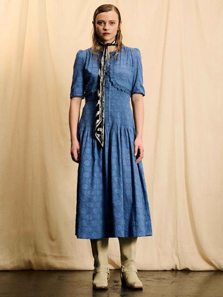 Brora Skye The Cotton Spot Dress, Chambray, Chambray