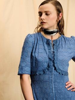 Brora Skye The Cotton Spot Dress, Chambray - view 2, Chambray