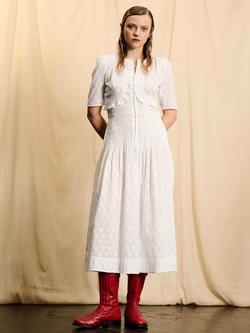 Brora Skye The Cotton Spot Midi Dress, White, White