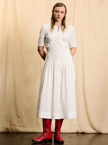 Brora Skye The Cotton Spot Midi Dress, White, White