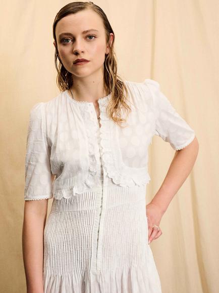 Brora Skye The Cotton Spot Midi Dress, White - view 2, White