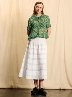 Brora Skye The Check Semi-Sheer Short Sleeve Shirt, Khaki/Pistachio - view 2, Khaki/Pistachio