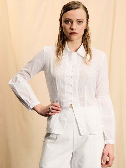 Brora Skye The Cotton Long Sleeve Shirt, White, White