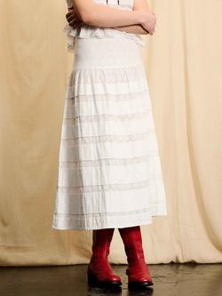 Brora Skye The Cotton Spot Stripe Skirt, White - view 2, White