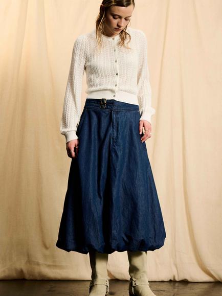 Brora Skye The Denim Parachute Skirt, Blue, Blue