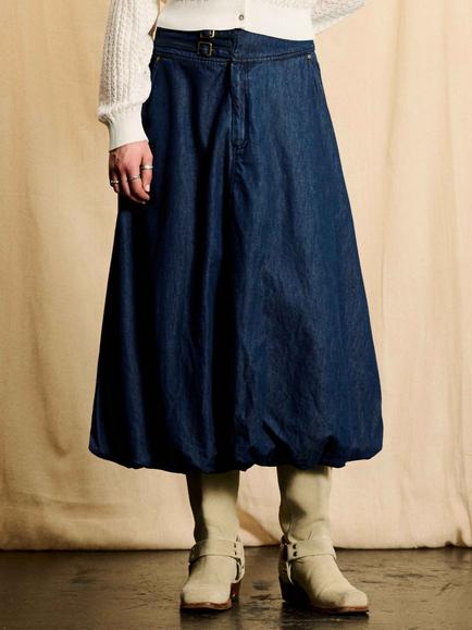 Brora Skye The Denim Parachute Skirt, Blue - view 2, Blue