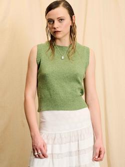 Brora The Star Wool Rich Tank Top, Lichen, Lichen