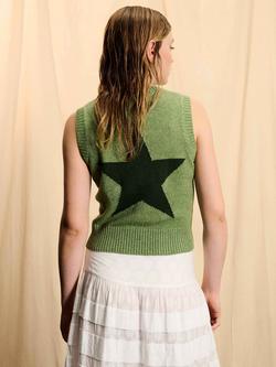 Brora The Star Wool Rich Tank Top, Lichen - view 2, Lichen