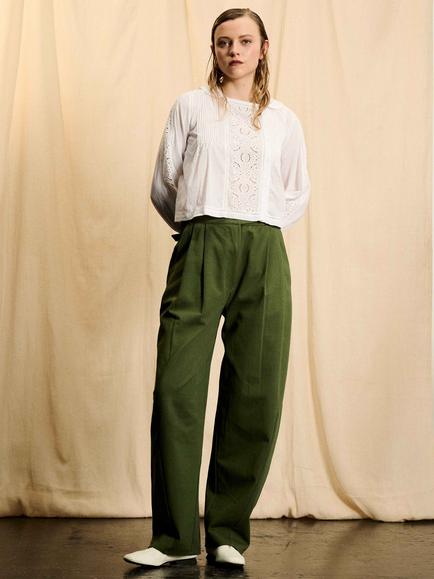Brora The Cotton Barrel Leg Trousers, Khaki, Khaki