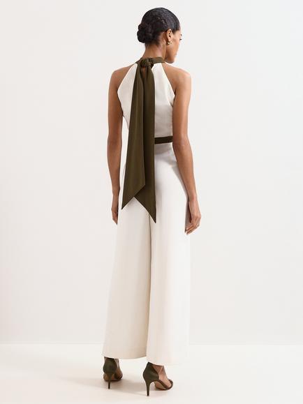 Phase Eight Monica Halter Neck Jumpsuit, Cream - view 2, Cream