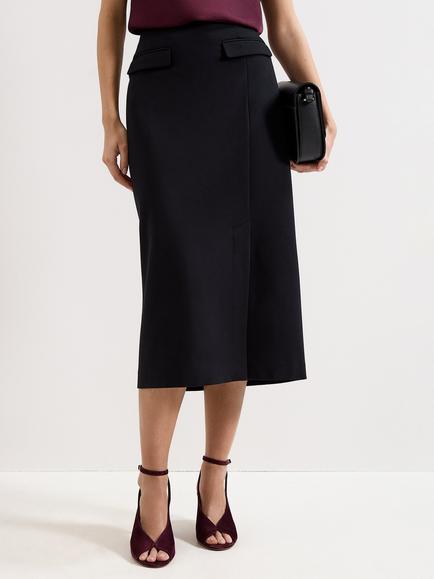 Phase Eight Phoebe Ponte Midi Skirt, Black, Black