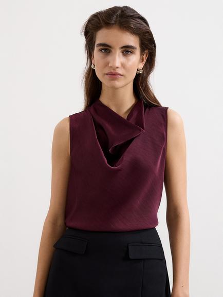 Phase Eight Arwen Cowl Neck Sleeveless Top, Aubergine, Aubergine