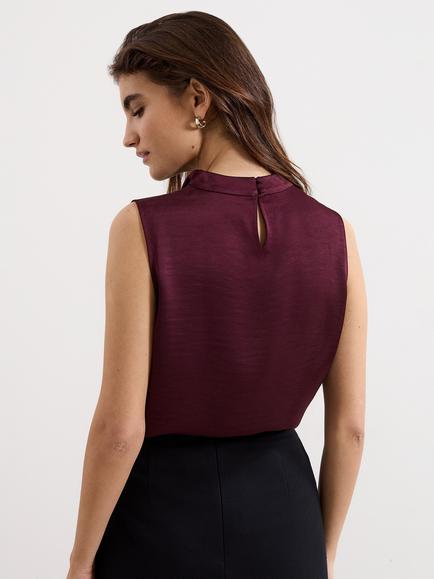 Phase Eight Arwen Cowl Neck Sleeveless Top, Aubergine - view 2, Aubergine