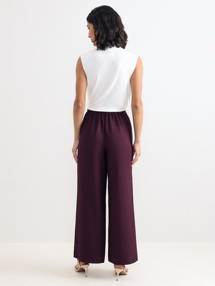 Phase Eight Seren Tailored Wide Leg Trousers, Burgundy - view 2, Burgundy