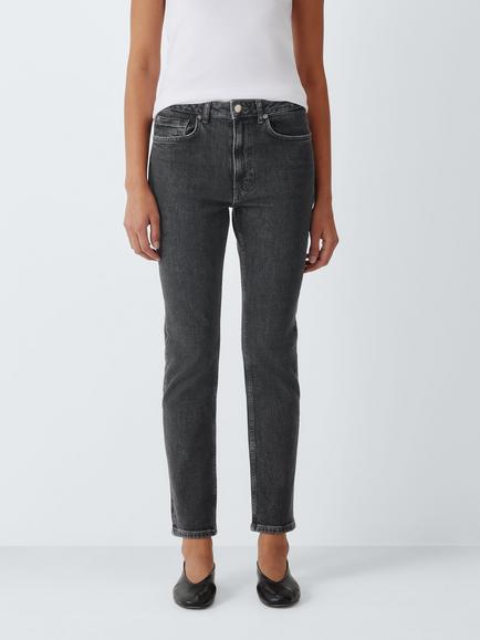 John Lewis Mid Rise Skinny Jeans, Washed Black, Washed Black