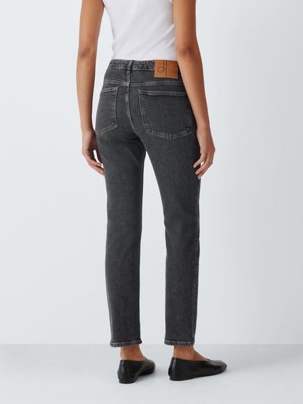 John Lewis Mid Rise Skinny Jeans, Washed Black - view 2, Washed Black