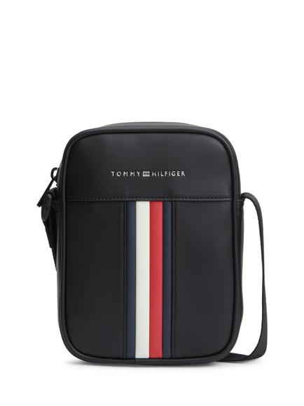 Tommy Hilfiger Signature Tape Crossbody Reporter Bag, Black, Black